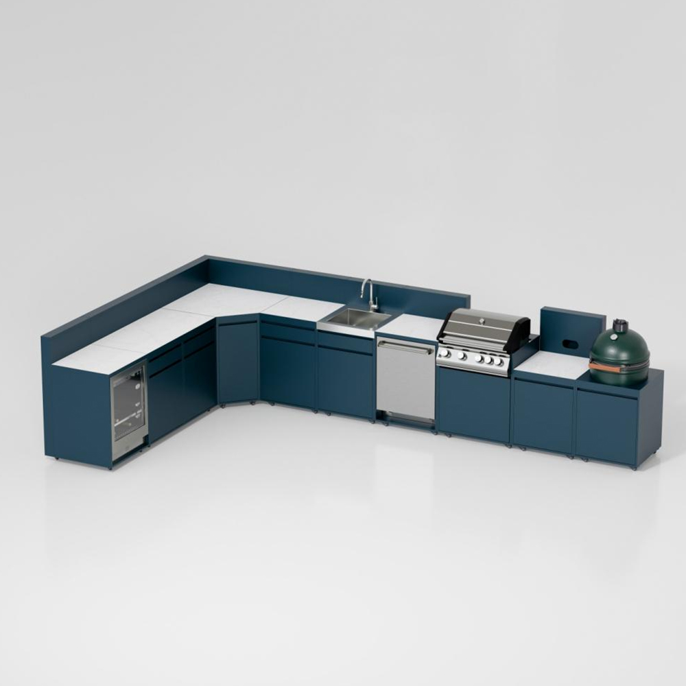 L-Shaped Outdoor Stainless Steel Kitchen Cabinet